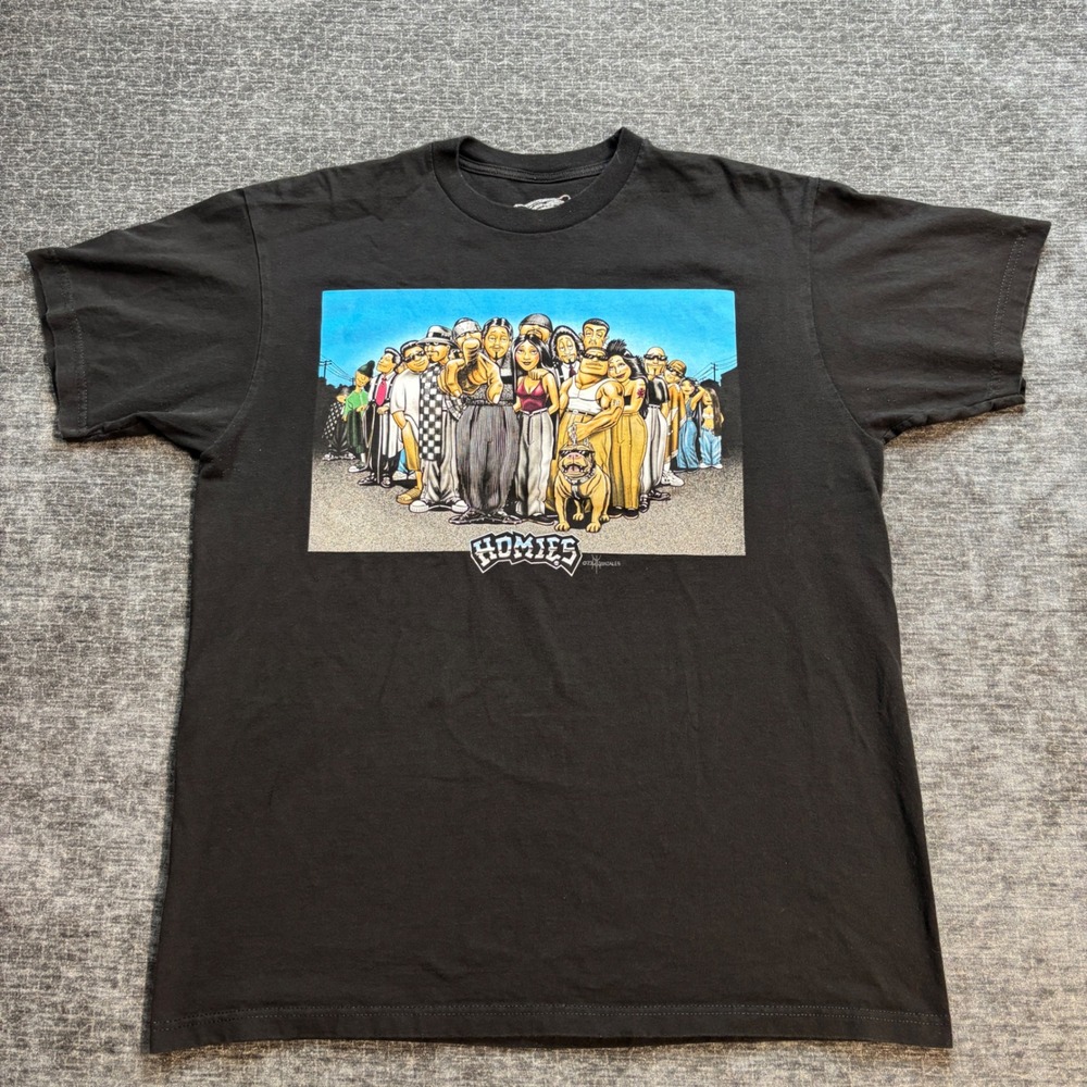 DGA Homies Graphic T-Shirt Mens XL Black David Gonzales Art Chicano Streetwear